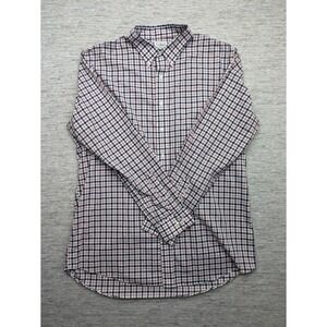 LL Bean Shirt Mens XL Tall Blue White Red Scotch Plaid Button Up l Outdoors Hike
